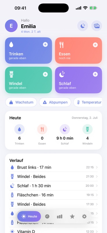 Windel mit einem Tipp erfassen